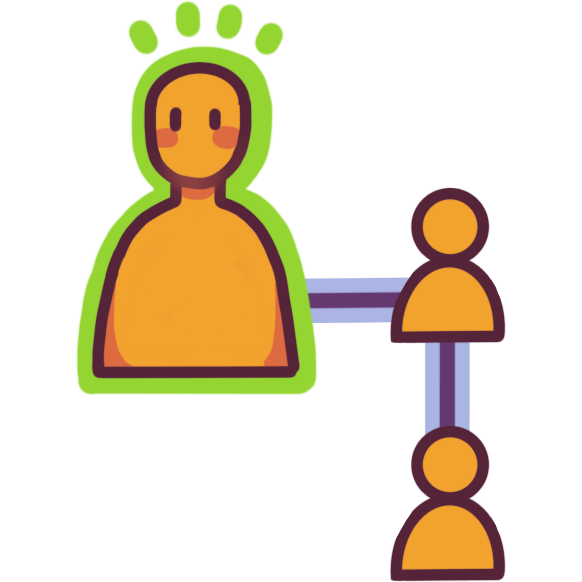 Two siblings and one’s child are linked, and one sibling is highlighted in green.